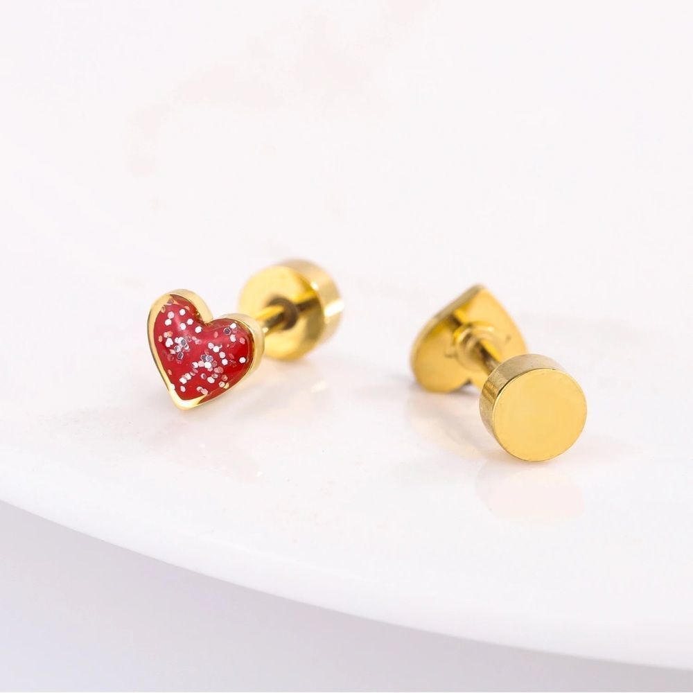 Red Heart Enamel Stud Earrings ❤️ Valentine’s Day
